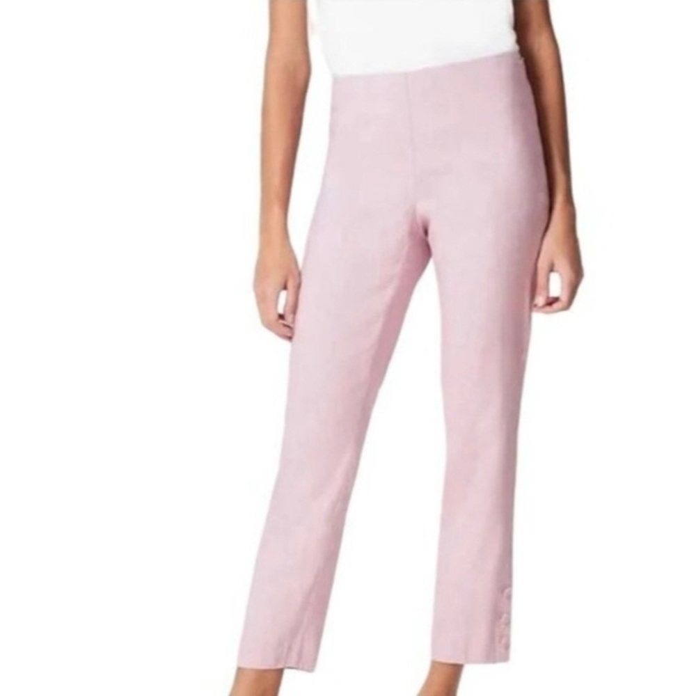 J. Jill Pink/Lavender Cropped Pants Elastic Back Waist Button Detail